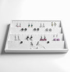 Frebeauty Stackable Velvet Jewelry Organizer Trays for Drawers Inserts Jewelry Storage Tray Display Case, Stud Earrings Bracelets Necklace Rings Accessories Trays for Women(Set of 4)(White)