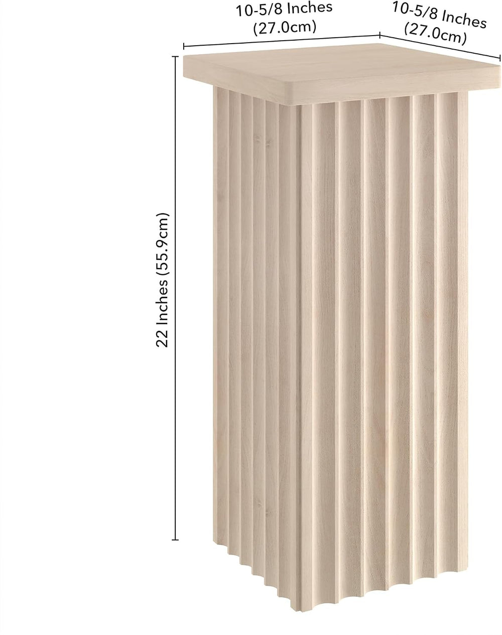 Henn&Hart 11'' Fluted Modern Wooden Square End Table, Ribbed Side...