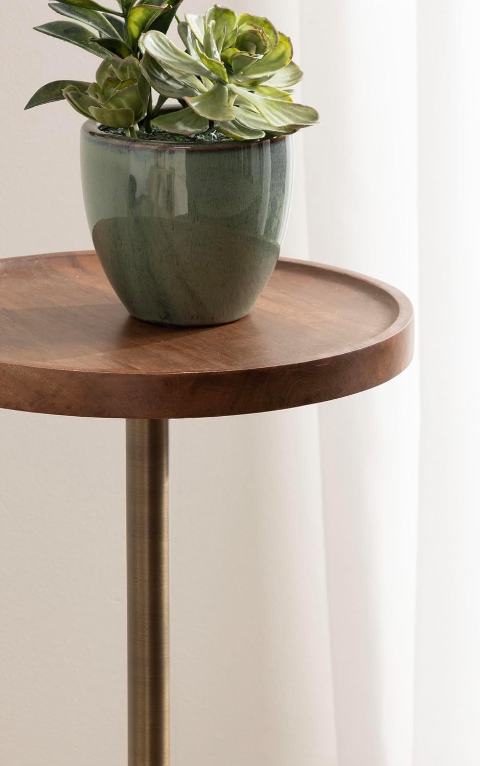 Kate and Laurel Shorrock Round Mango Wood Side Table, 12 x 12 x 24, Walnut Br...