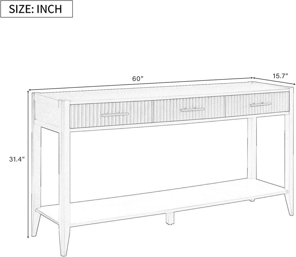 Knocbel Entryway Console Table with 3 Vertical Stripe Drawers and Storage Bot...