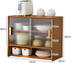 Bamboo Countertop Storage Cabinet Kitchen Pantry with Large Capacity & Acrylic Sliding Door Bread Container for Kitchen Long-Lasting(Black)