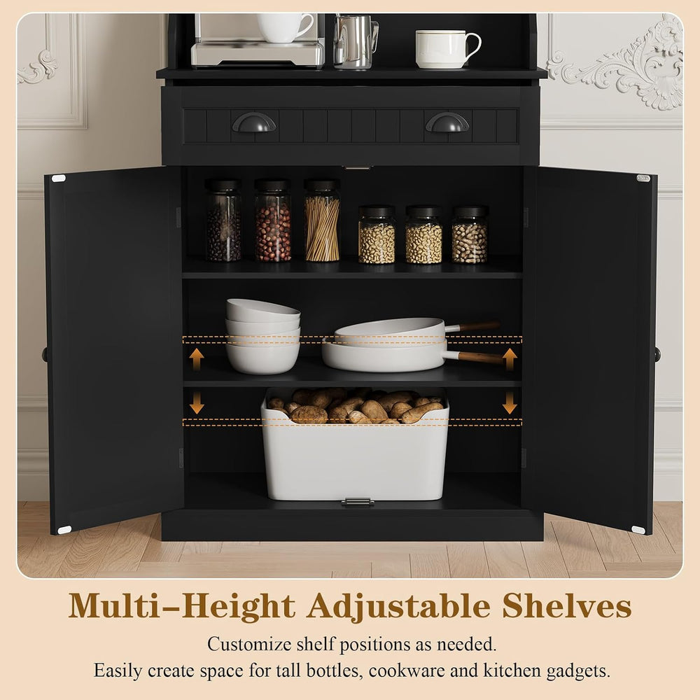 ARTPOWER 54" Kitchen Microwave Cabinet/Stand with Storage and Drawers, P...