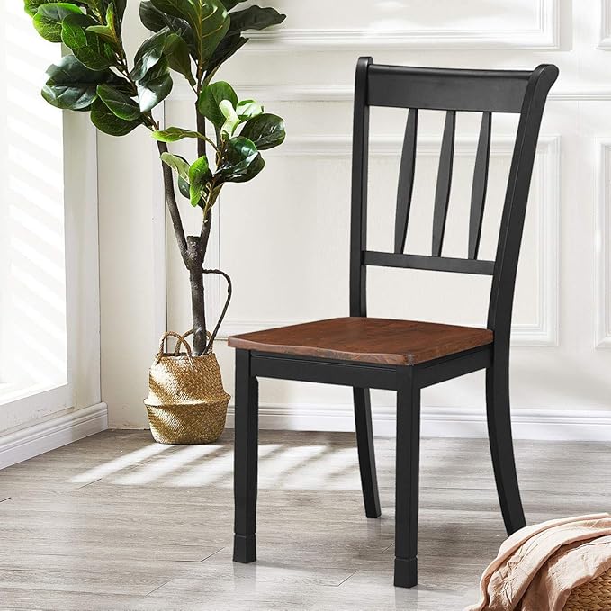 Giantex Wood Dining Chairs Set of 2, Armless Kitchen Chairs w/Solid Rubber Wo...