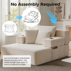 70"Chaise Lounge Chair, Oversized Boneless Chair & 2 Cup Holder 4 Pockets | Oversized Corduroy Lounge Chair Indoor Convertible, 3 Pillows, Deep Seat Sleeper Sofa Bed, Living Room, Reading, No Assembly