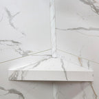 Palisade Vinyl Waterproof Corner Shower Shelf in Carrara Marble/Urban Glacier