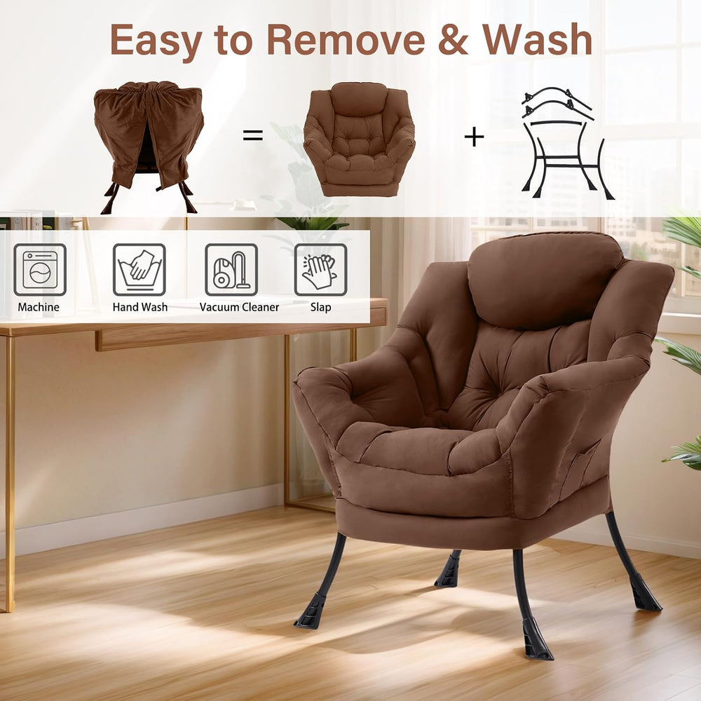 Furlide Lazy Chair for Living Room, Modern Accent Chairs with Armrests, Dark ...