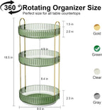GTI 360°Rotating Makeup Organizer, 3 Tier Large Capacity Perfume Cosmetics Skincare Vanity Organizers,Bathroom Counter Organizer, Dresser Spinning Countertop Organizer and Storage for Women (Green)