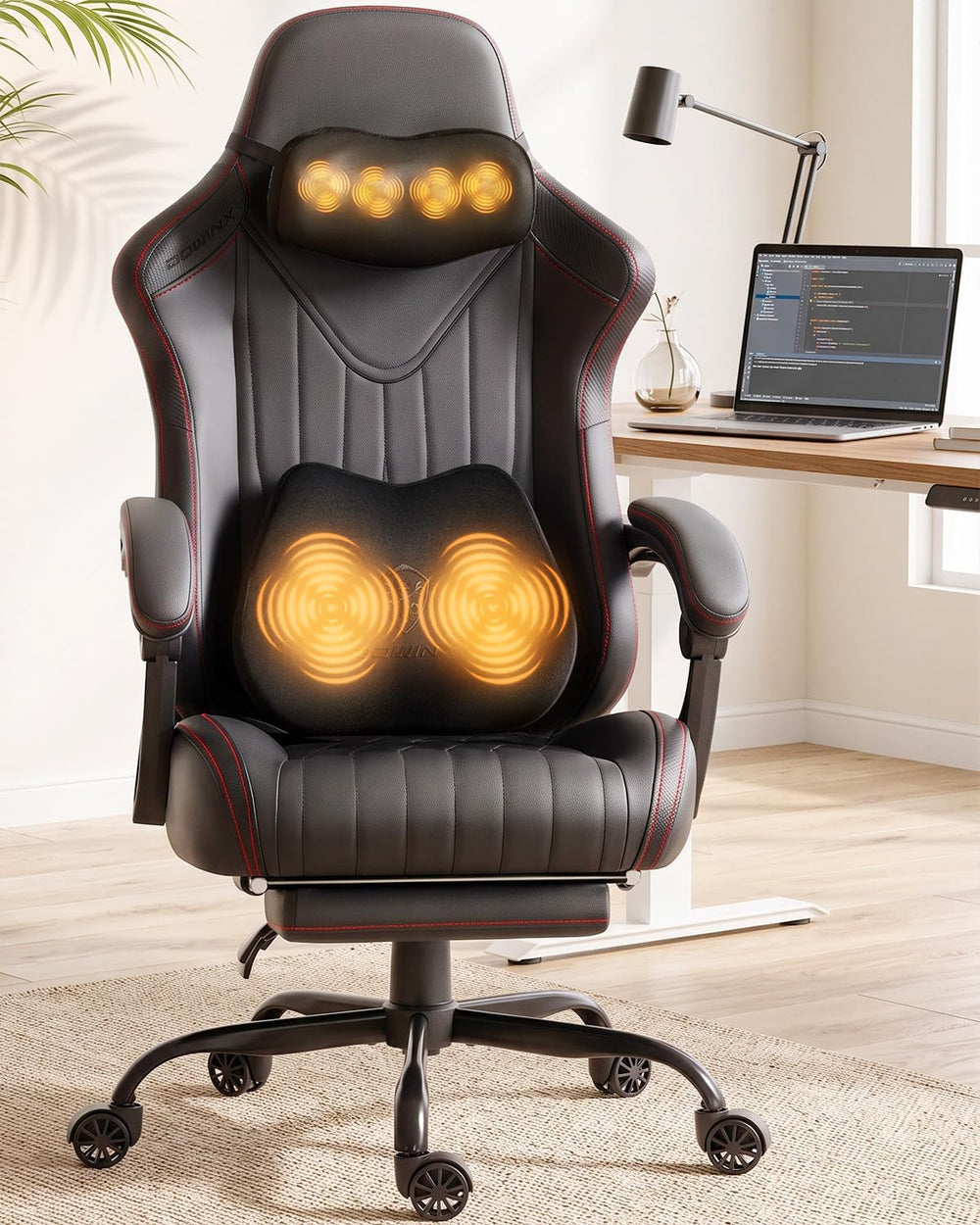 Dowinx Ergonomic High Back Gaming Chair for Adults with Massager Black | Shia...