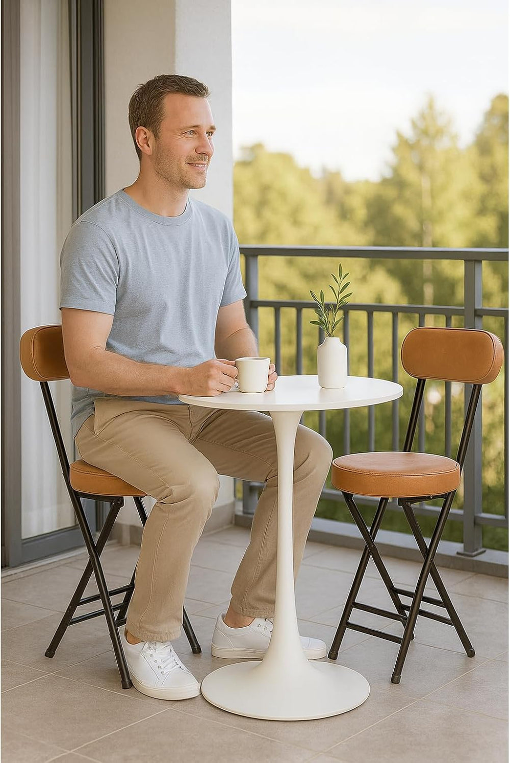 Heavy Duty Folding Stool with Cushion and Backrest, 31” Portable Bar Stool fo...
