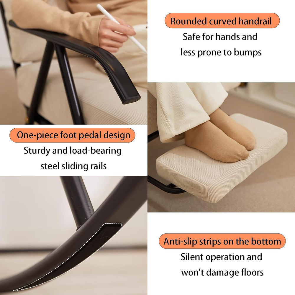 Single Rocking Chair with a Retractable footrest, Armchair with Adjustable ba...