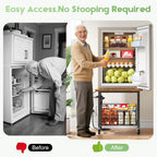 Hongtamoya Mini Fridge Stand with Storage and Power Outlet, Small Refrigerator Stand with Wheels, Mini Fridge Cart-Max Load 300 LBS Heavy Microwave Printer Stand Utility Cart for Dorm,Kitchen, Office
