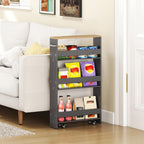 Small Kitchen Cart, 4-Tier Slim Rolling Island w/Handle, Laundry Room Storage Organizers Between Washer and Dryer, Narrow Spice Rack on Wheels Next to Fridge (Gray, 5'')
