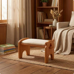 Composite Footstool Dog Shaped Stool Ottoman Bench Seat Low Stool Footrest with Solid Wood Frame PU Leather Cushion and Soft Foam Filling Suitable for, Black
