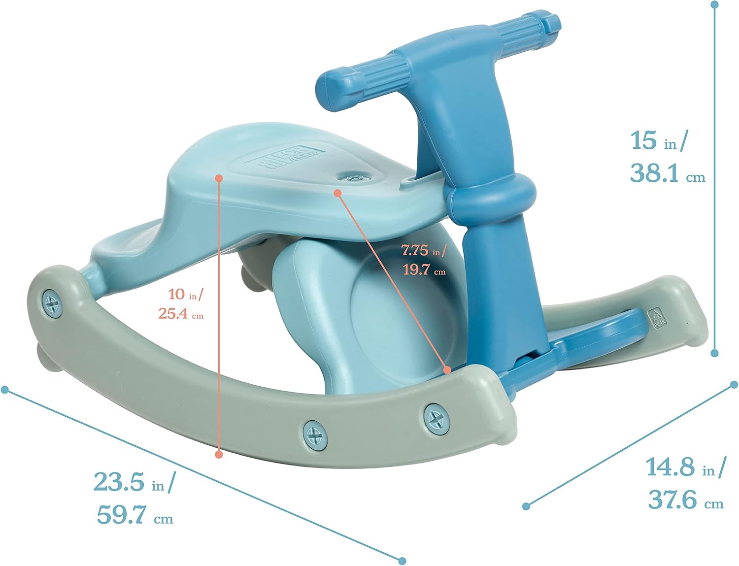 ECR4Kids Sit-N-Rock Plastic Toddler Chair and Rocking Horse, Flexible Seating, Seafoam
