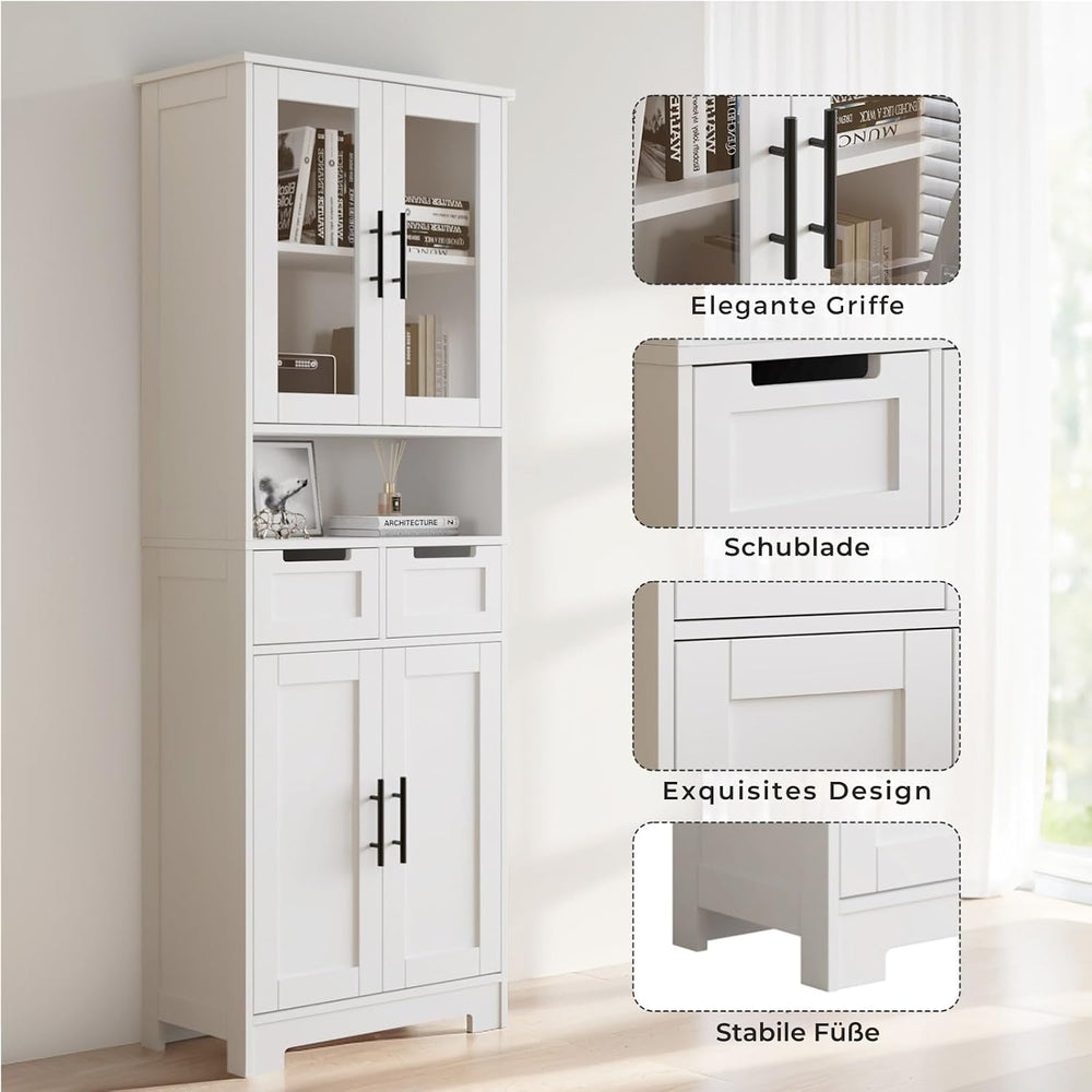 LEADZM Kitchen Cabinet Tall Cabinet with 4 Doors Buffet Cabinet for Kitchen L...