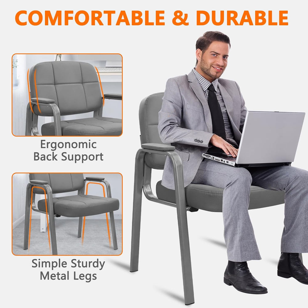 CLATINA Big & Tall 500 lbs Waiting Room Guest Chair, Leather Office Recep...