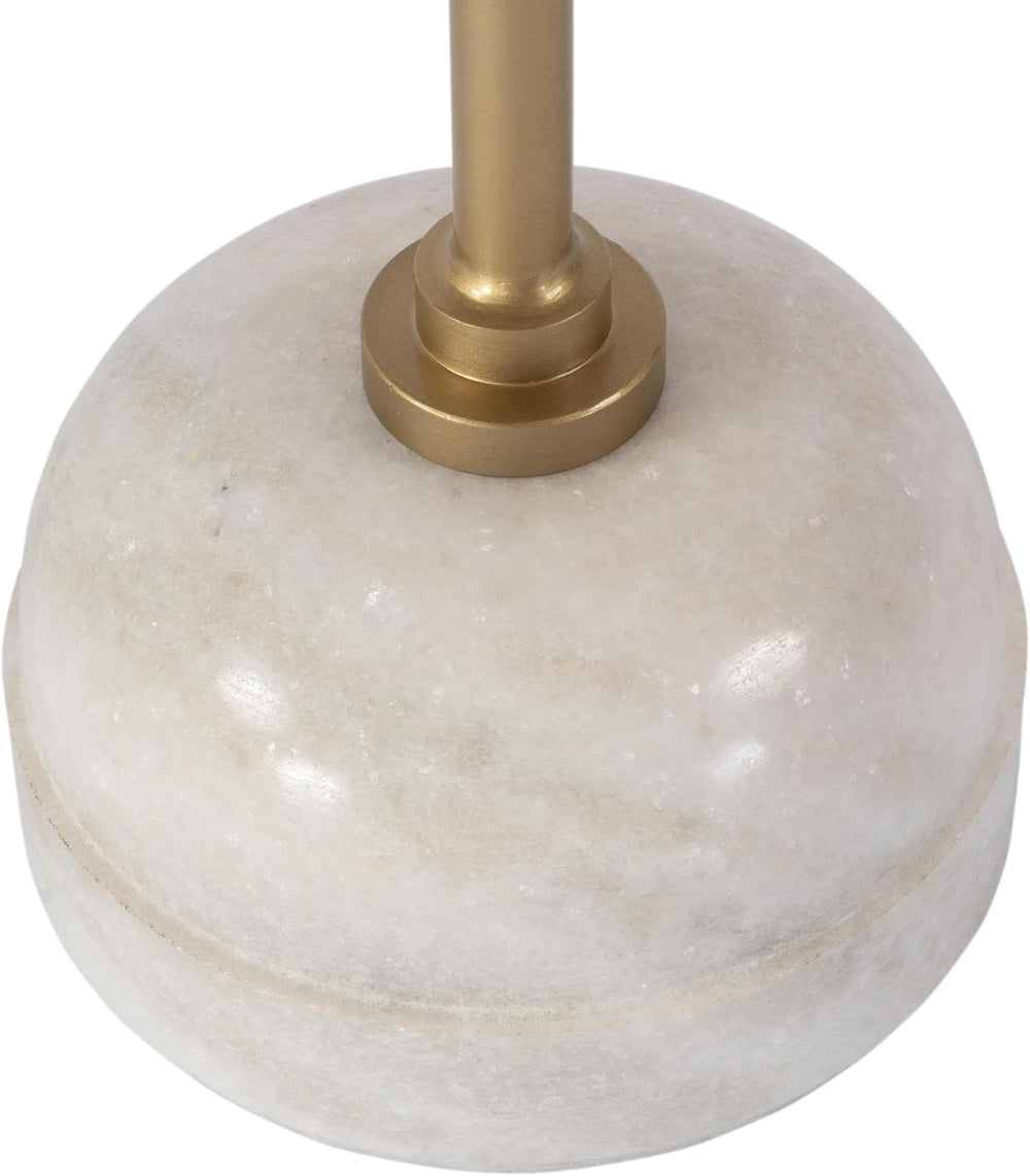 Butler Specialty Company Zion 16" Round Marble and Iron Side Table - Bei...