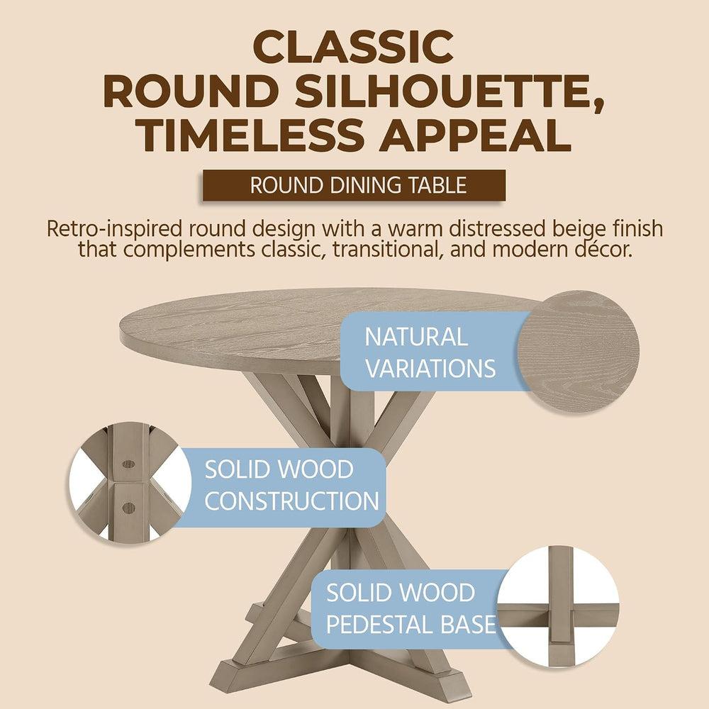 ROME + OAK Spier Modern Dining Table, 40-Inch Round Tabletop with Sturdy Pede...