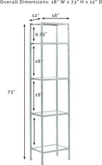 Crosley Furniture Aimee Narrow Bookshelf with Glass Shelves, Bookcase Storage, Gold and Glass