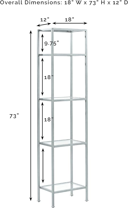 Crosley Furniture Aimee Narrow Bookshelf with Glass Shelves, Bookcase Storage, Gold and Glass