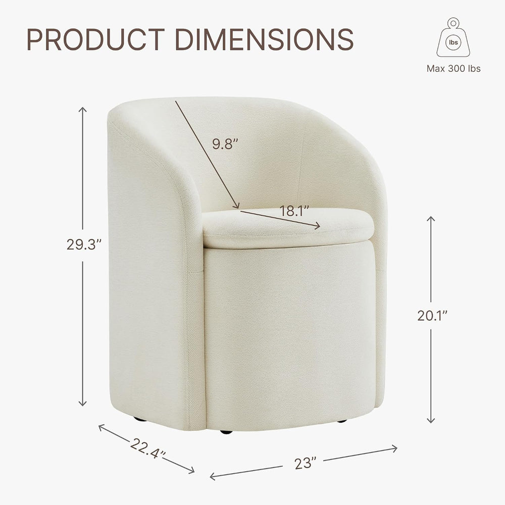 KISLOT Upholstered Dining Chairs with Casters, No Assembly Rolling Modern Din...