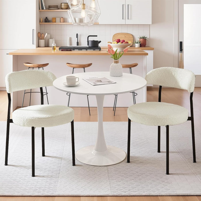31.5" Small Round Kitchen Table Set for 2 with Velvet Upholstered Chairs