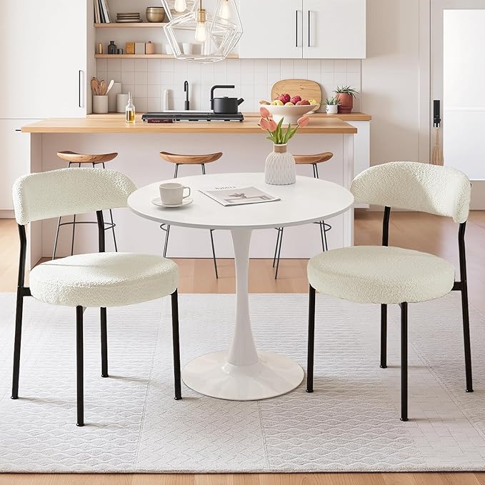 SoarFlash Kitchen Table and Chairs for 2, 24" Dining Table Set for 2 with Velvet Upholstered Chairs, 3 Piece Round Kitchen Table Set, Dining Room Table Set for Small Space, Apartment