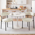 SoarFlash Kitchen Table and Chairs for 2, 31.5" Dining Table Set for 2 with Boucle Upholstered Chairs, 3 Piece Round Kitchen Table Set, Dining Room Table Set for Small Space, Apartment, Beige/White