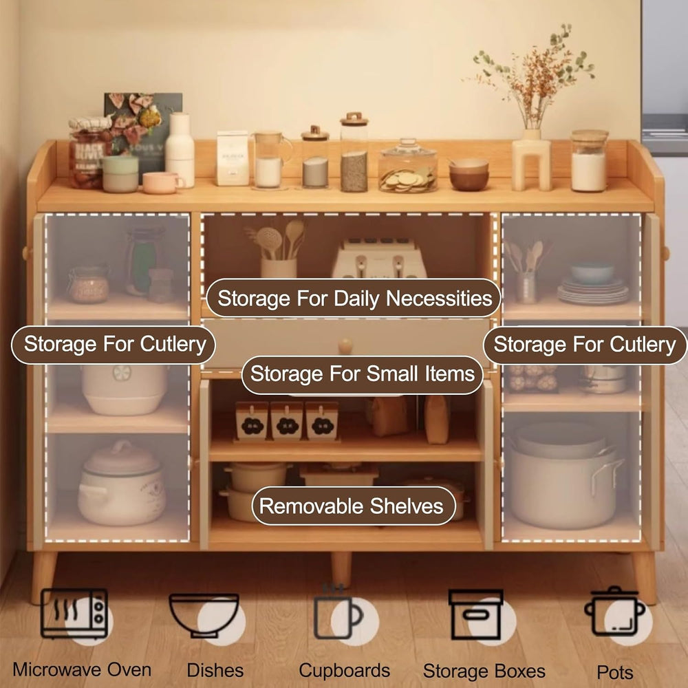 Kitchen Pantry Storage Cabinet with 4 Doors and Adjustable Shelves, Pantry St...