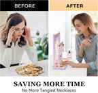 DreamGenius Jewelry Organizer Stand with Velvet Ring Holder, 4 Tier Jewelry Holder Organizer with 15 Hooks for Necklaces and 16 Holes for Earrings, Purple
