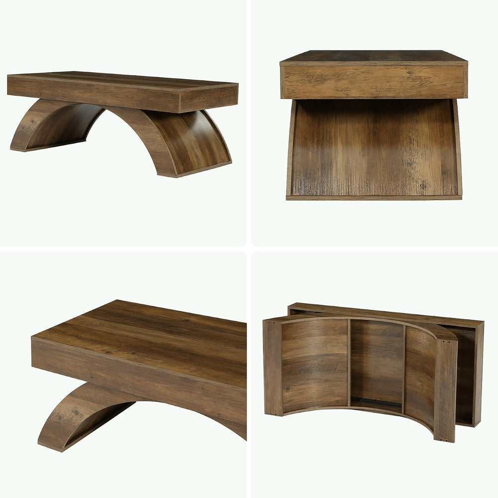 LITTLE TREE Modern Coffee Table, 47” Living Room Table, Rectangle Coffee Tabl...