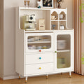Tall Kitchen Storage Hutch Cabinet, Pantry Cabinet with Storage Drawers, Coffee Bar Workstation, Freestanding Kitchen Cupboard, for Dining Room, Living Room(White,135x100cm/53.1x39.4in)