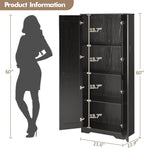 GAOMON Adjustable Shelf Storage Cabinet 60" Tall Black, 2-Door Pantry with Shelves for Kitchen Organization, Bathroom Storage, Living Room