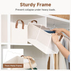 StorageWorks Closet Storage Bins, Storage Baskets for Shelves, Closet Organizers and Storage Bins with Metal Frame, Handles, Natural Color, 2-Pack