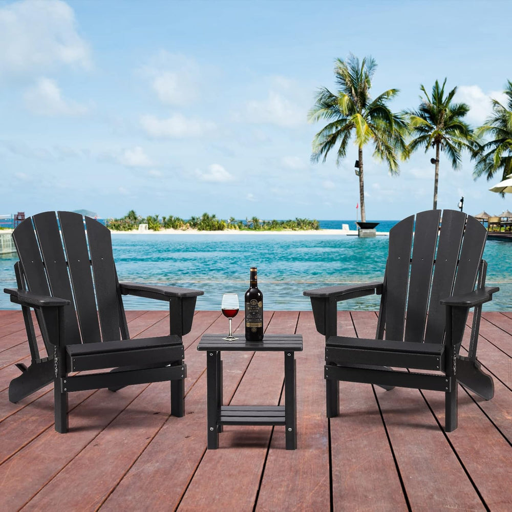 Apolimi Adirondack Outdoor Side Table, 2-Tier Sturdy Patio End Table Weather ...