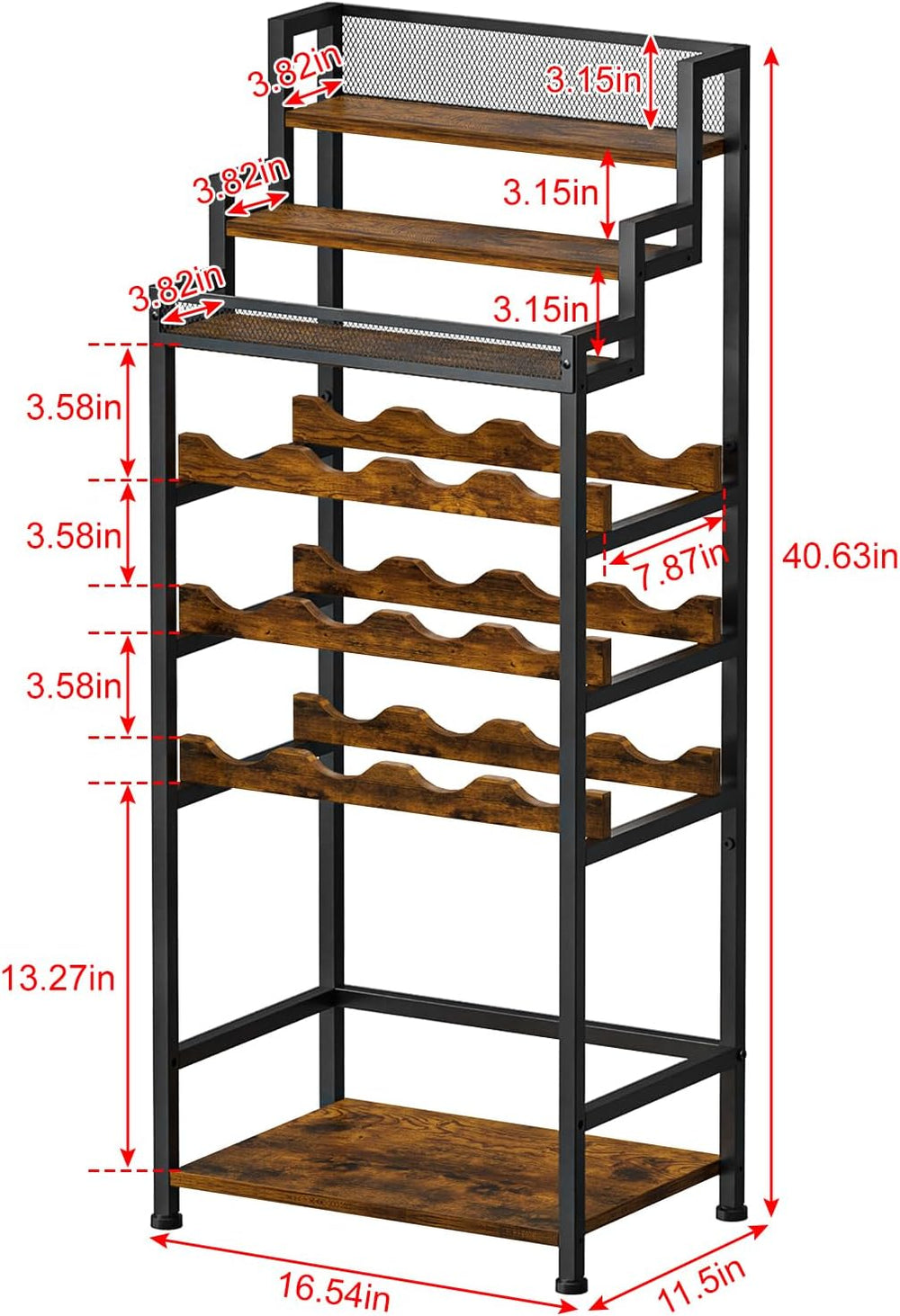 Tiered Wine Rack and Liquor Cabinet, Large Capacity Freestanding Floor Wine S...