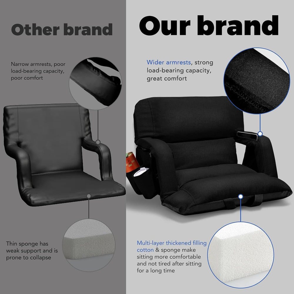 Extra Wide Stadium Seats With Back Support 2 Pack, Exclusive "Sofa Style...