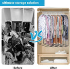 50" Clear Clothes Hangers with Smooth Side Zipper, 10" Gusseted Waterproof Garment Bags for Shirts, Coats, Dresses, Suits, 4 Pack