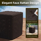 35 Gallon Outdoor Storage Box, Faux Rattan Deck Box with Removable Lid & Lockable Feature, All-Weather Waterproof Storage Bench for Poolside, Garden Tools Delivery Packages, Brown
