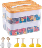 Organizers Storage Box for lego: Plastic Stackable Storage Case with Building Blocks Lids, Containers with Carrying Handle and Adjustable Grid Organizers, 2 Layer Green