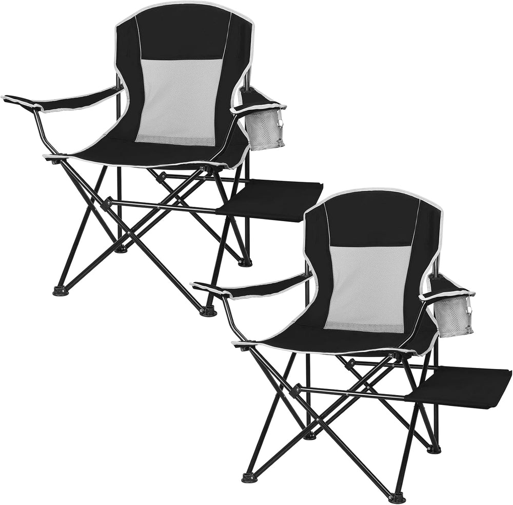 XGEAR 2-Pack Camping Chairs 350LBS Heavy Duty Folding Chair with Side Table |...