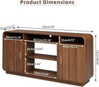 Mid Century Modern TV Stand for 65 Inch TVs, Entertainment Center with Storage Cabinets and Adjustable Shelves, Rustic Media TV Console Table for Living Room, Bedroom (Walnut)