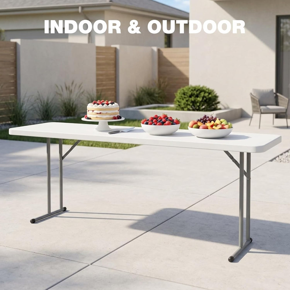 Folding Table 5FT, Heavy Duty Foldable Table for Indoor Outdoor Use, HDPE Rec...