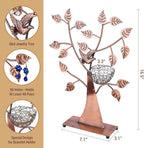 MyGift 14-Inch Modern Bronze Jewelry Organizer Tree with Bird Nest – Holds 48 Earrings, Necklace & Bracelet Stand, Metal Tabletop Display for Rings, Trinkets – Decorative Storage for Home Décor