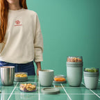 Mepal - Cereal cup compartment Ellipse - Cereal cup To Go - Space for snacks and toppings - Easy rotation opening - Dishwasher safe - 200 ml - Nordic blue