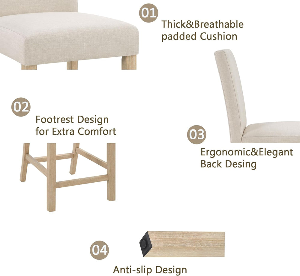 RuiSiSi 5-Piece Counter Height Dining Table Set, Square Dining Table White wi...