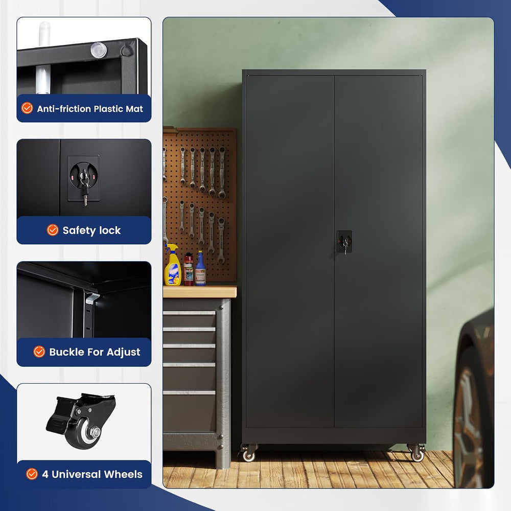 Yizosh Metal Garage Storage Cabinet with Locking Doors and Adjustable Shelves...