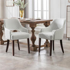 Farmhouse Dining Chairs Set of 6 PU Leather Upholstered Accent Side Chair Wood Kitchen Chairs for Living Room/Dining Room/Bedroom/Restaurant, Upgraded Size, White