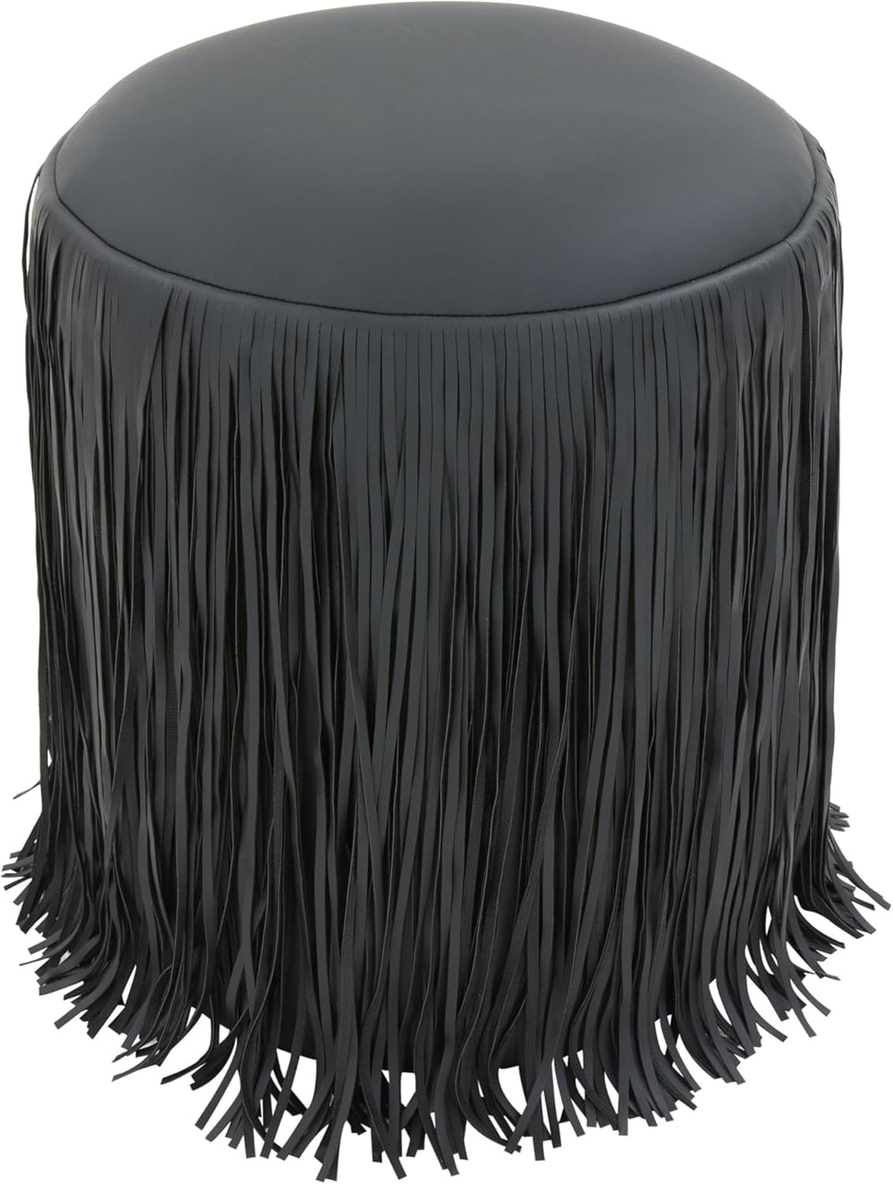 Tov Furniture Shag Me Black Performance Vegan Leather Ottoman