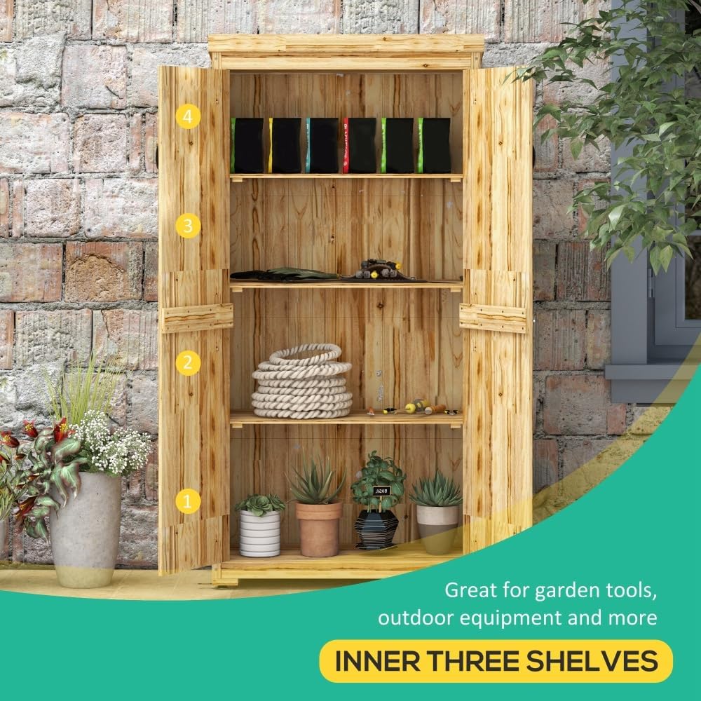 Wooden Garden Storage Shed with Waterproof Galvanized Roof and Lockable Door for Outdoor Tool and Toy Organization